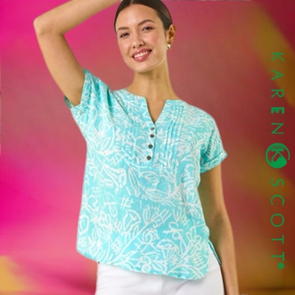 Women's Green Patterned Top - Picture 3 of 10